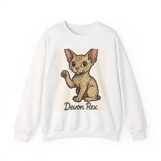 Devon Rex Cat Crewneck Sweatshirt, Cute Cat Sweater, Unisex Pet Apparel, Animal Lover Gift, Cozy Fashion, Perfect for Cat Owners