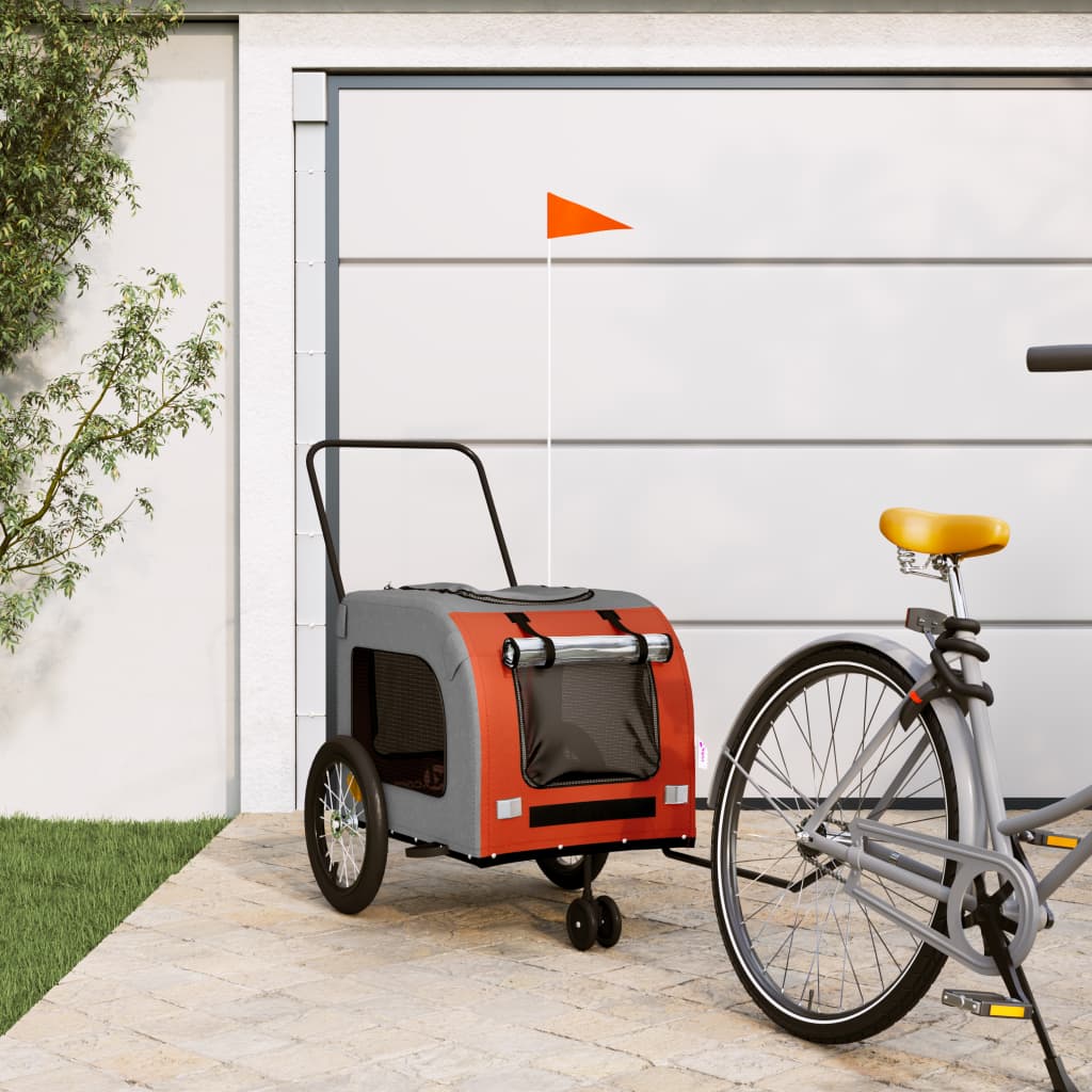 vidaXL Pet Bike Trailer Bicycle Cargo Dog Stroller Oxford Fabric and Iron