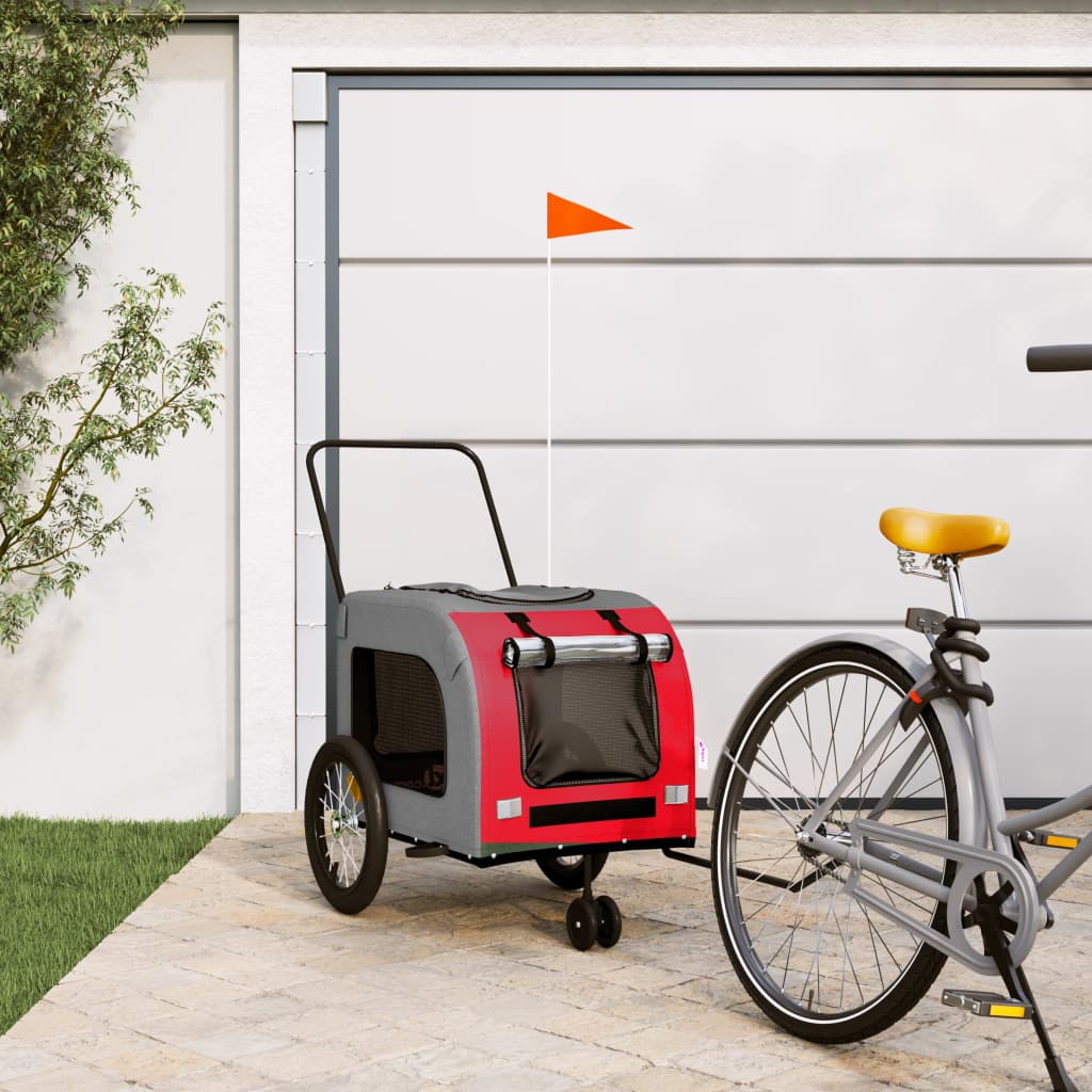 vidaXL Pet Bike Trailer Bicycle Cargo Dog Stroller Oxford Fabric and Iron