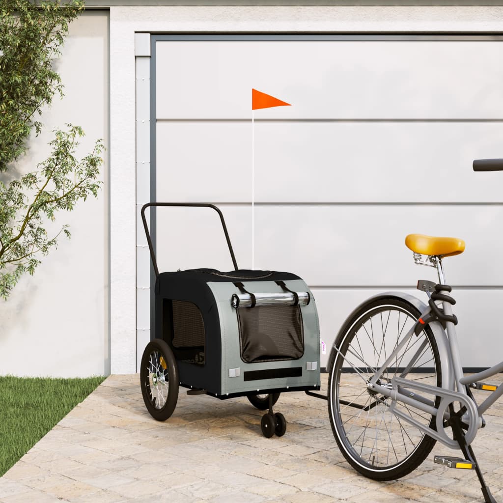 vidaXL Pet Bike Trailer Bicycle Cargo Dog Stroller Oxford Fabric and Iron