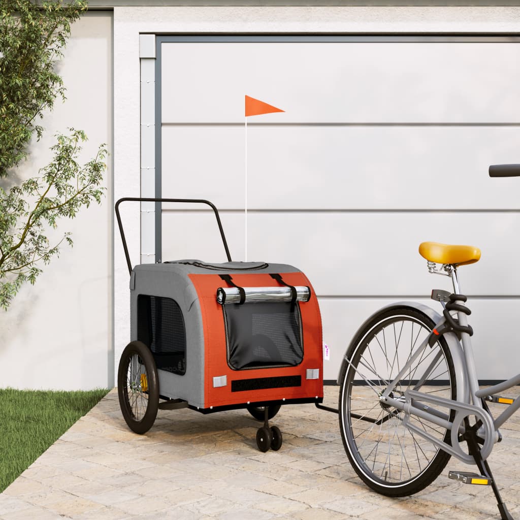 vidaXL Pet Bike Trailer Bicycle Cargo Dog Stroller Oxford Fabric and Iron