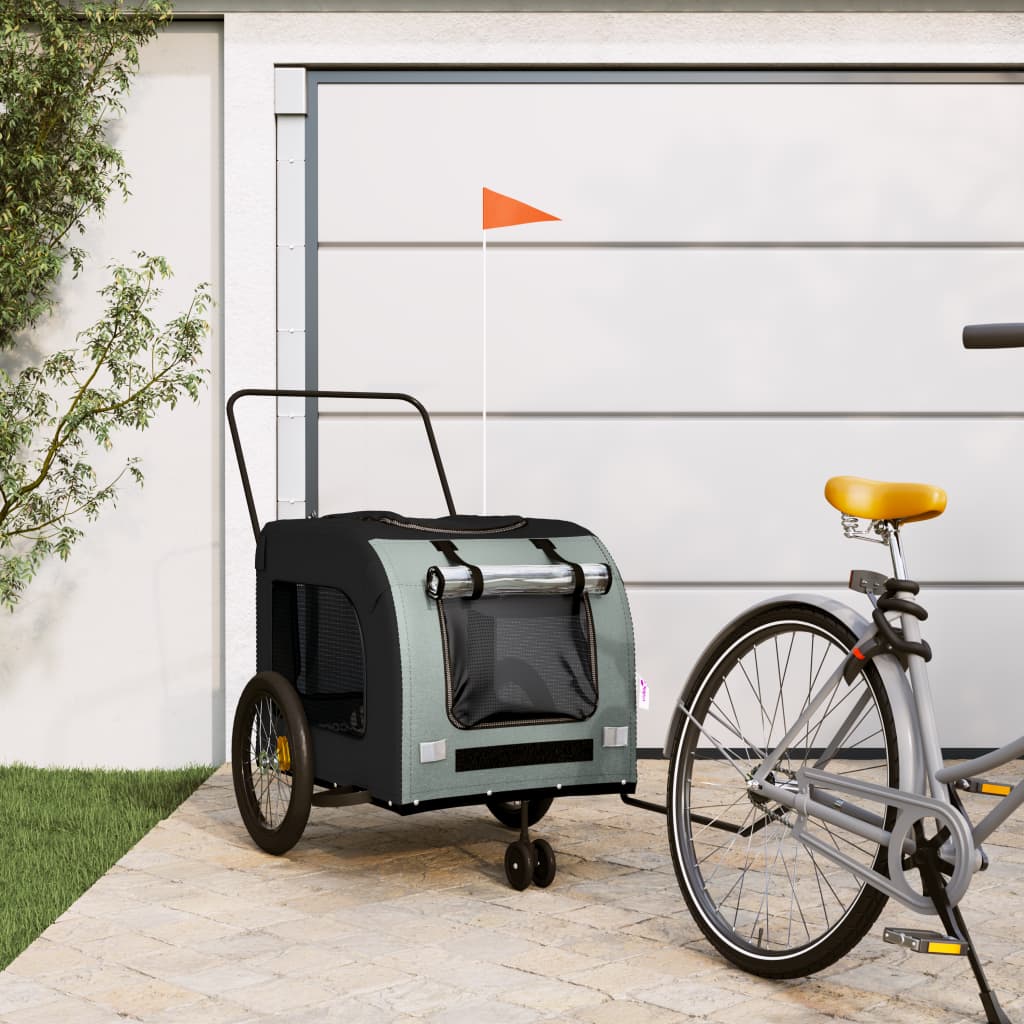 vidaXL Pet Bike Trailer Bicycle Cargo Dog Stroller Oxford Fabric and Iron