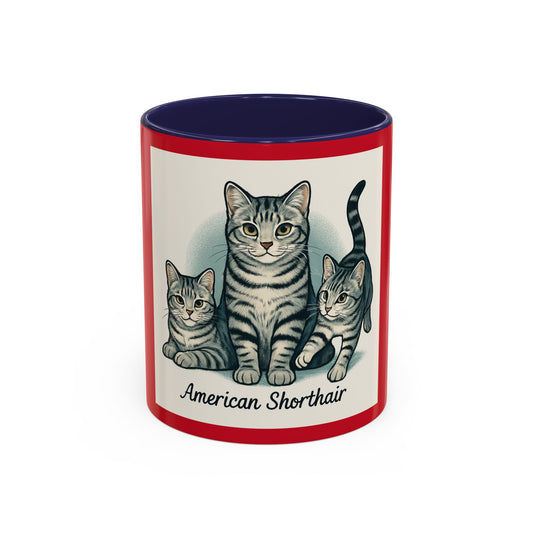 American Shorthair Cat Accent Coffee Mug, Cute Pet Lover Gift, Cat Mom Mug, Unique Kitchen Decor, Cat Themed Drinkware