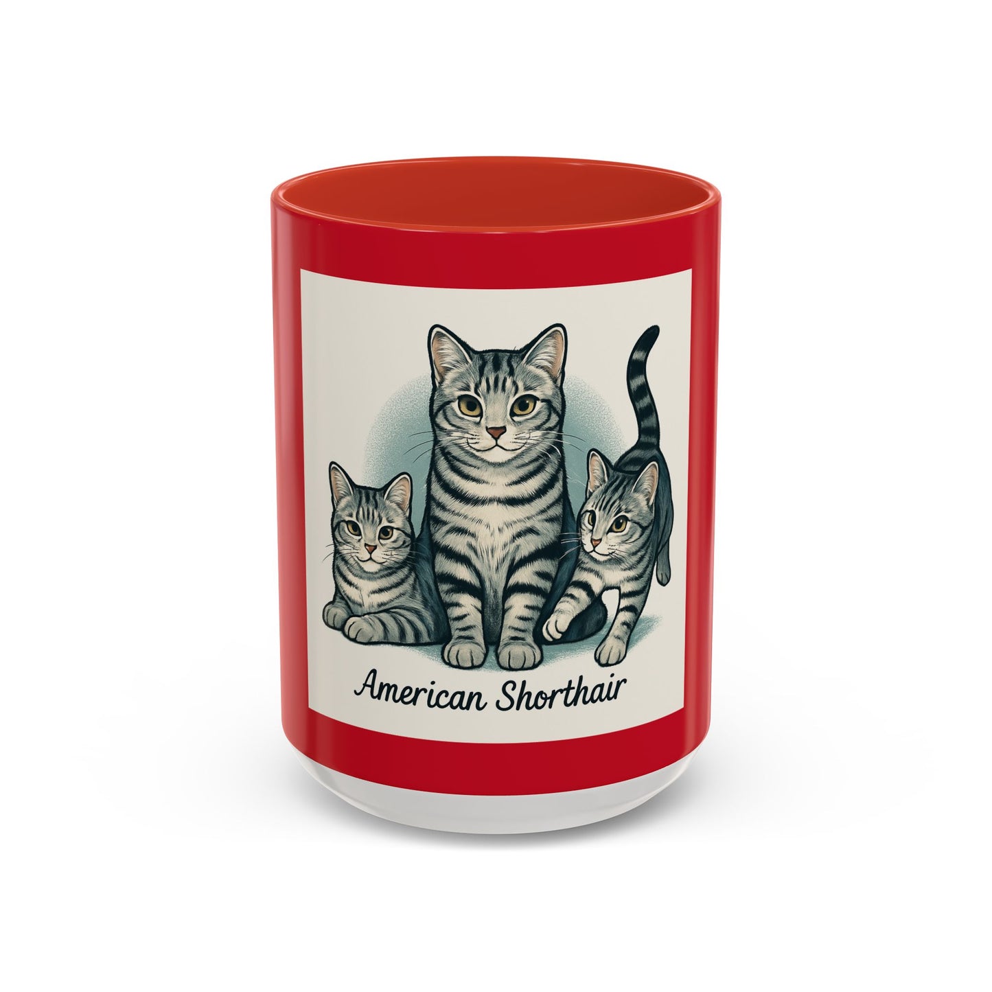 American Shorthair Cat Accent Coffee Mug, Cute Pet Lover Gift, Cat Mom Mug, Unique Kitchen Decor, Cat Themed Drinkware