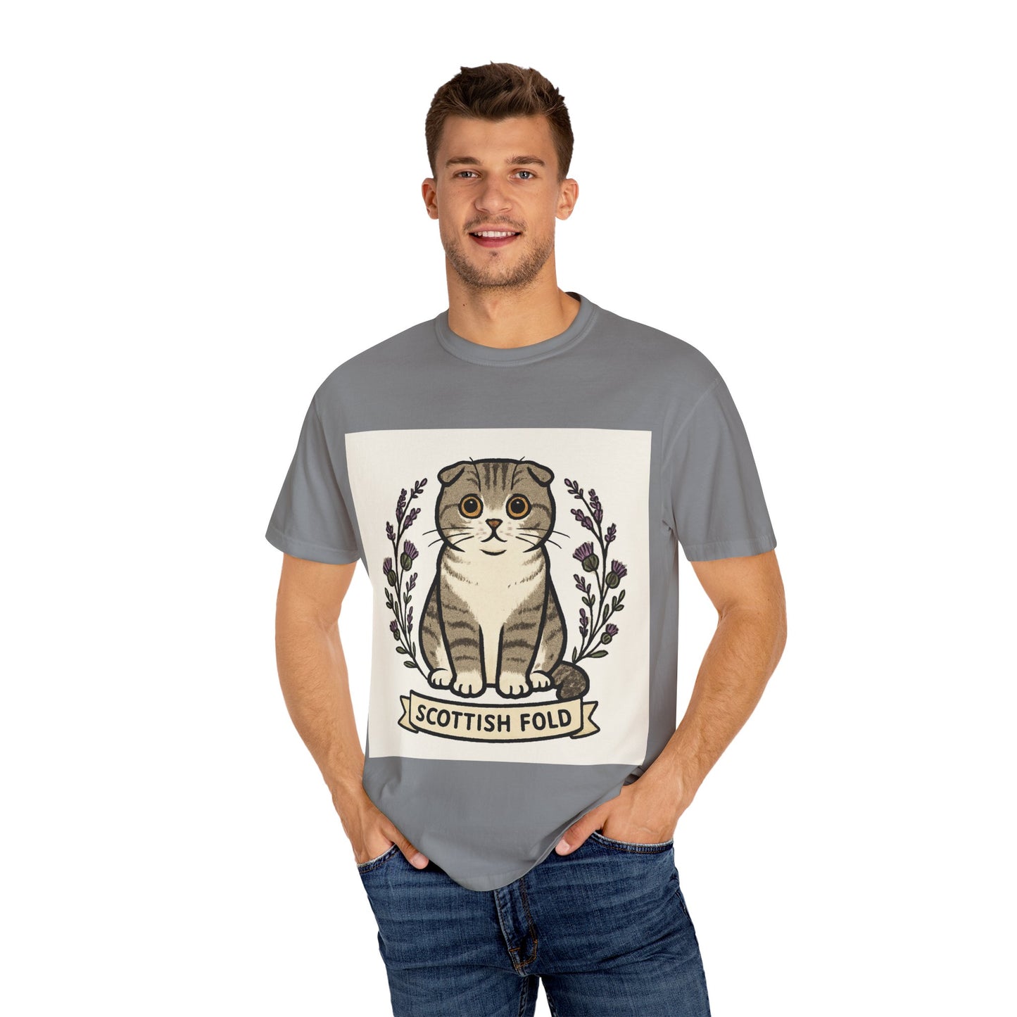 Scottish Fold Cat T-shirt, Cute Cat Lover Gift, Pet Lover Apparel, Cozy Everyday Wear, Unisex Casual Tee