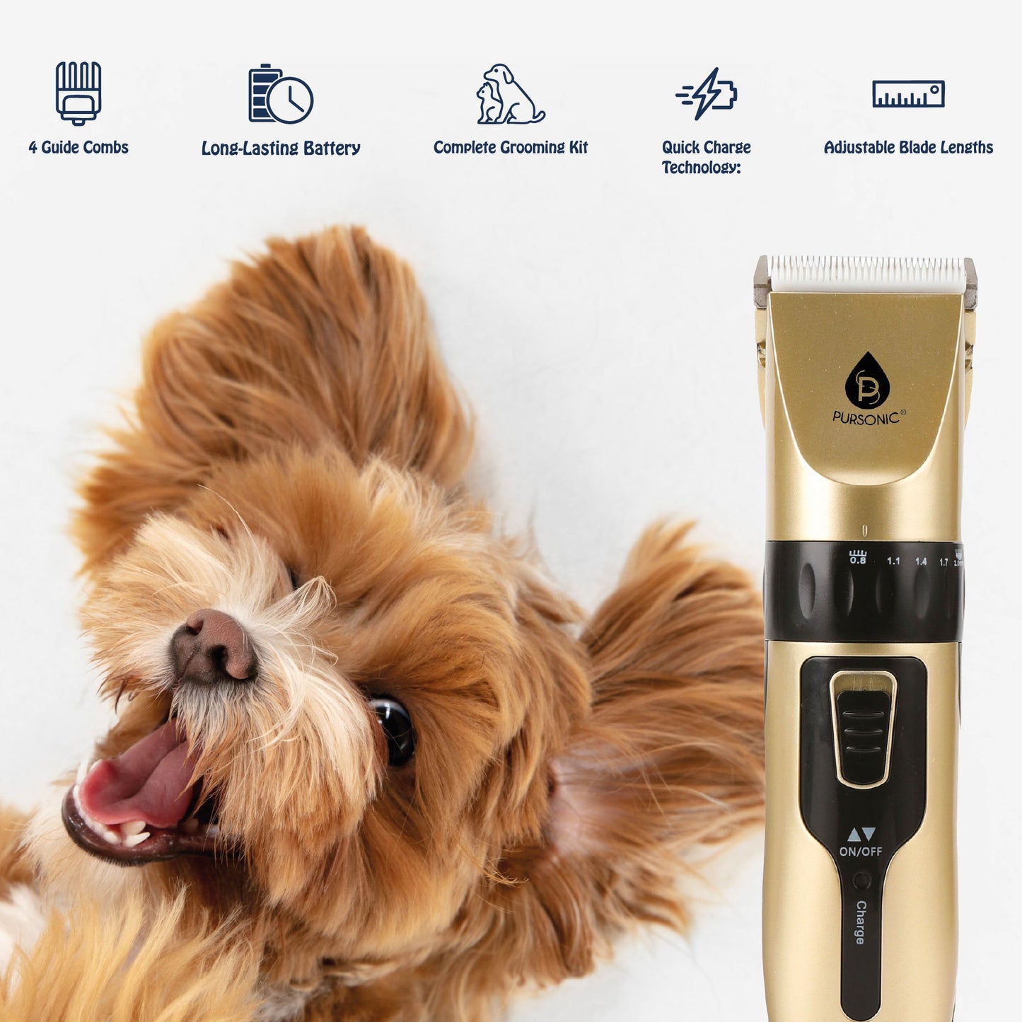 Pursonic Pet Grooming Bundle – Rechargeable Hair Trimmer, 6-Pack Essential Oils & Lavender Wipes
