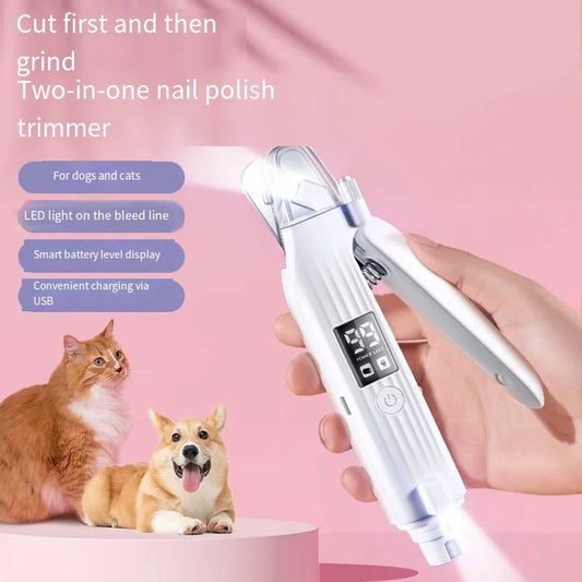 Pet Nail Clipper Trimmer with LED Light USB Rechargeable Electric Nail Clipper Display Nail Grinder Prevent Injury Low Noise